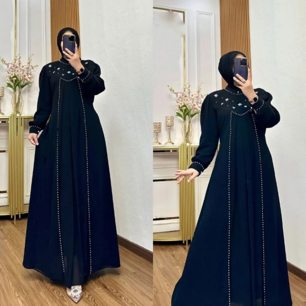 Dress Kondangan Simpel Elegan Hijab / Ranima Dress Ceruty Babydoll / Gamis Lebaran 2026 Model Gamis 