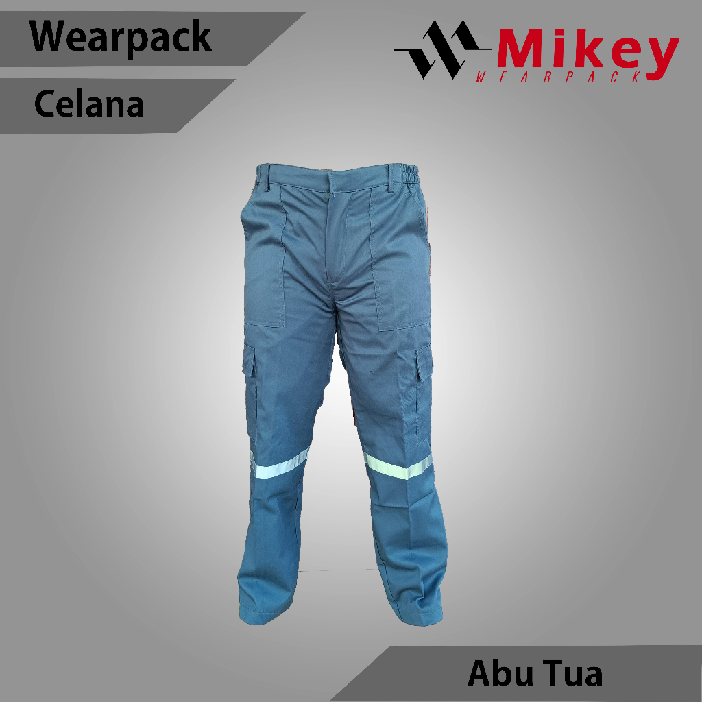 Celana Cargo wearpack tambang otomotif mesin listrik welder bengkel Warna Abu Tua