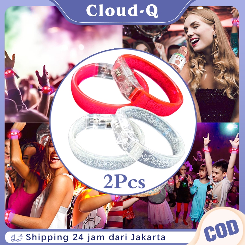 2Pcs Gelang Led Konser Lari Malam Lampu Gelang Pesta Gelang Lampu Led Gelang Bercahaya