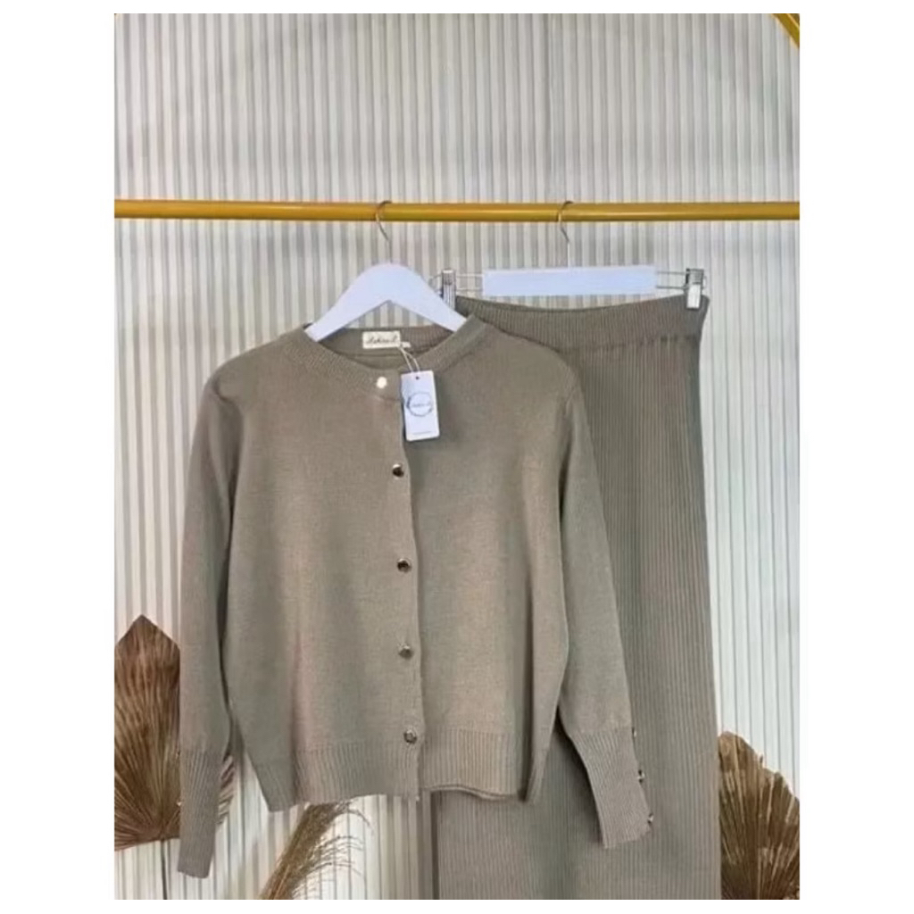 One Set Aira Cardigan & Rok rajut Wanita Premium-Stelan Wanita Terbaru