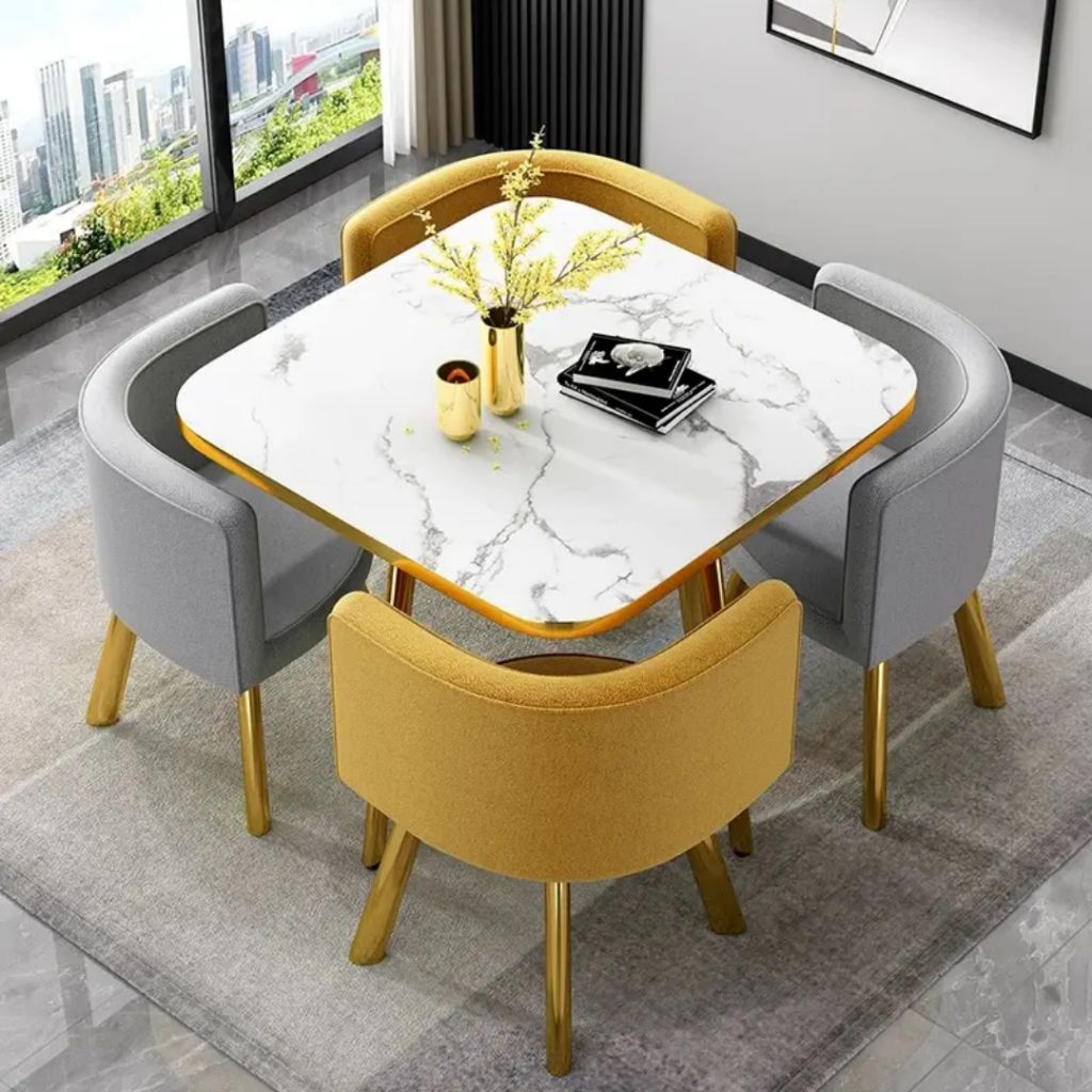 SET MEJA MAKAN KOTAK 4 KURSI