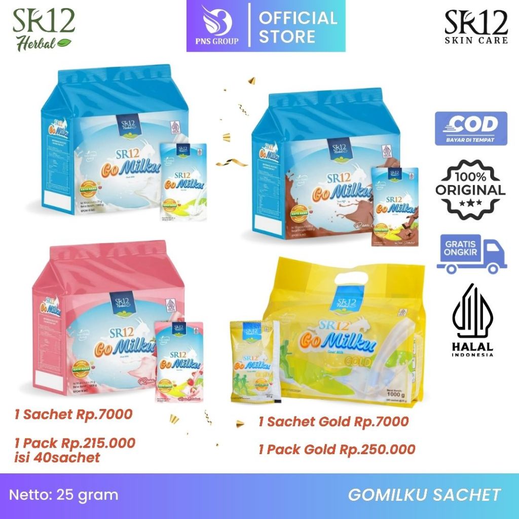 

Gomilku Sachet SR12 Original 100% Susu Kambing Etawa Isi 40pcs susu anak - dewasa - lansia