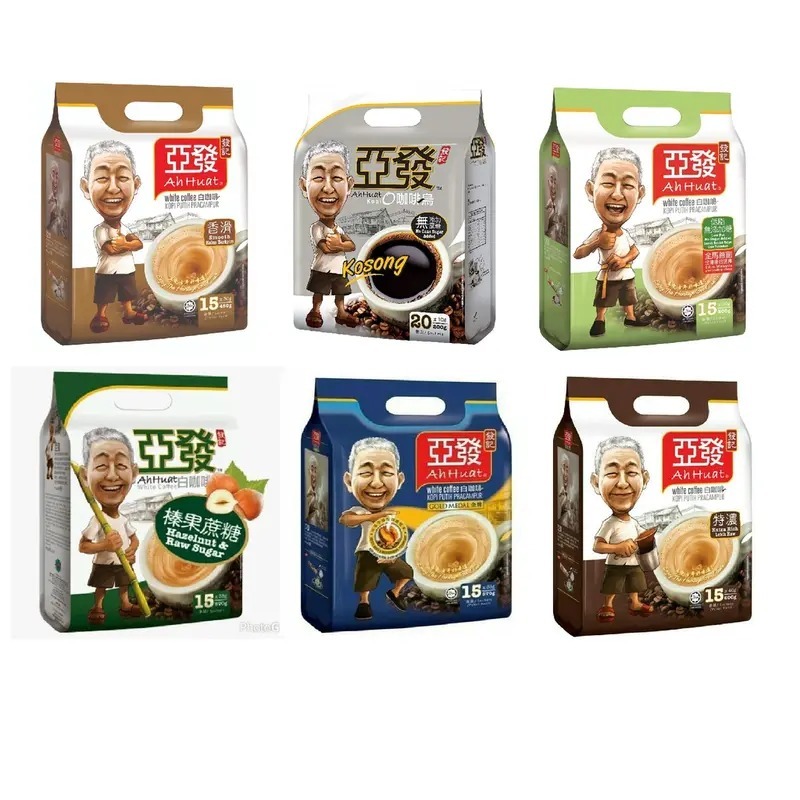 

Minuman Serbuk Kopi Instan Impor Malaysia / Instant Coffee Ah Huat Varian Kopi O with Sugar 20 x 20 Gr, White Coffee 15 pcs Varian Smooth 28 Gr, Extra Rich 36 Gr, Hazelnut 36 Gr, Tea Blends 15 pcs Varian Hainan Tea 32 Gr, Teh C Wangi 32 Gr