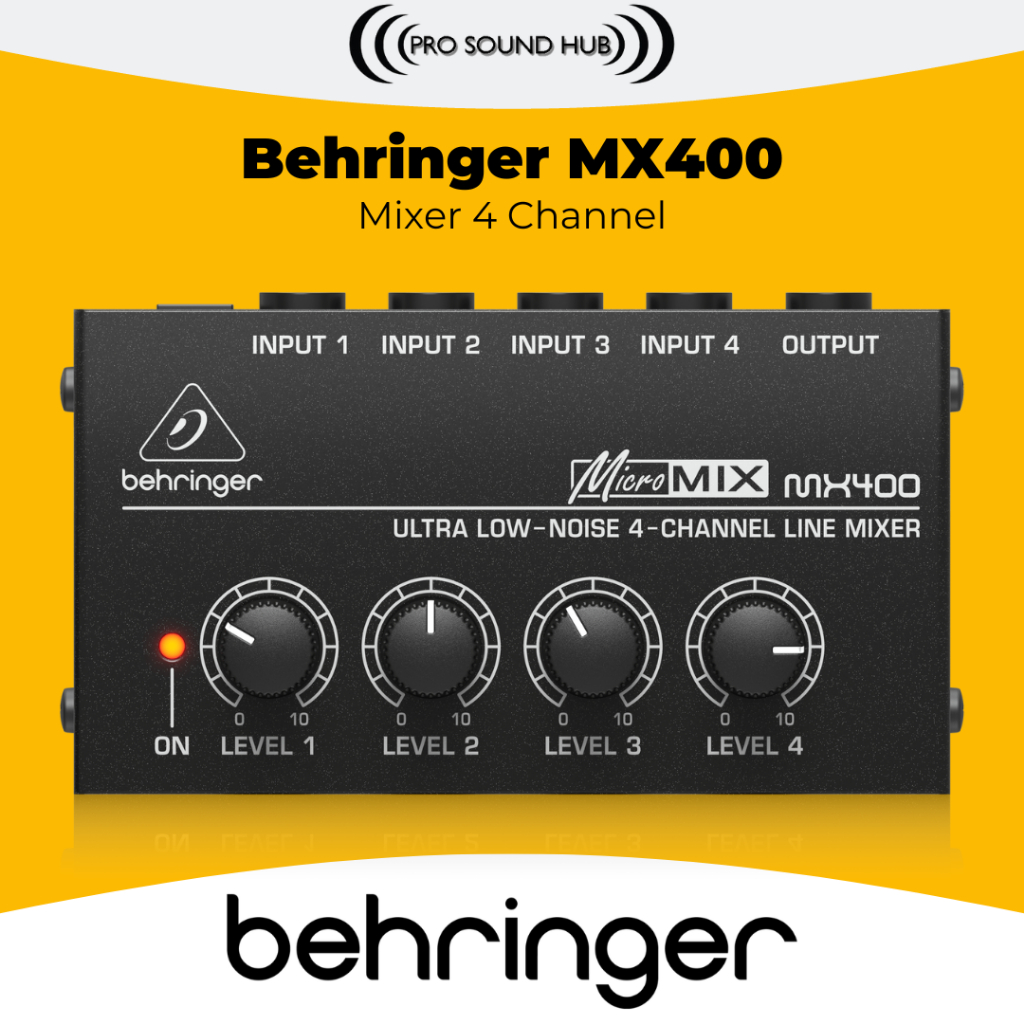 Behringer MX400 Mixer Audio Micro Kecil 4 Channel Mono 1 Out MX-400 MX 400