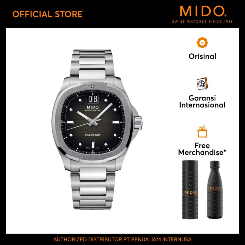 MIDO M0495261108100 Multifort TV Big Date Automatic Grey Dial Stainless Strap