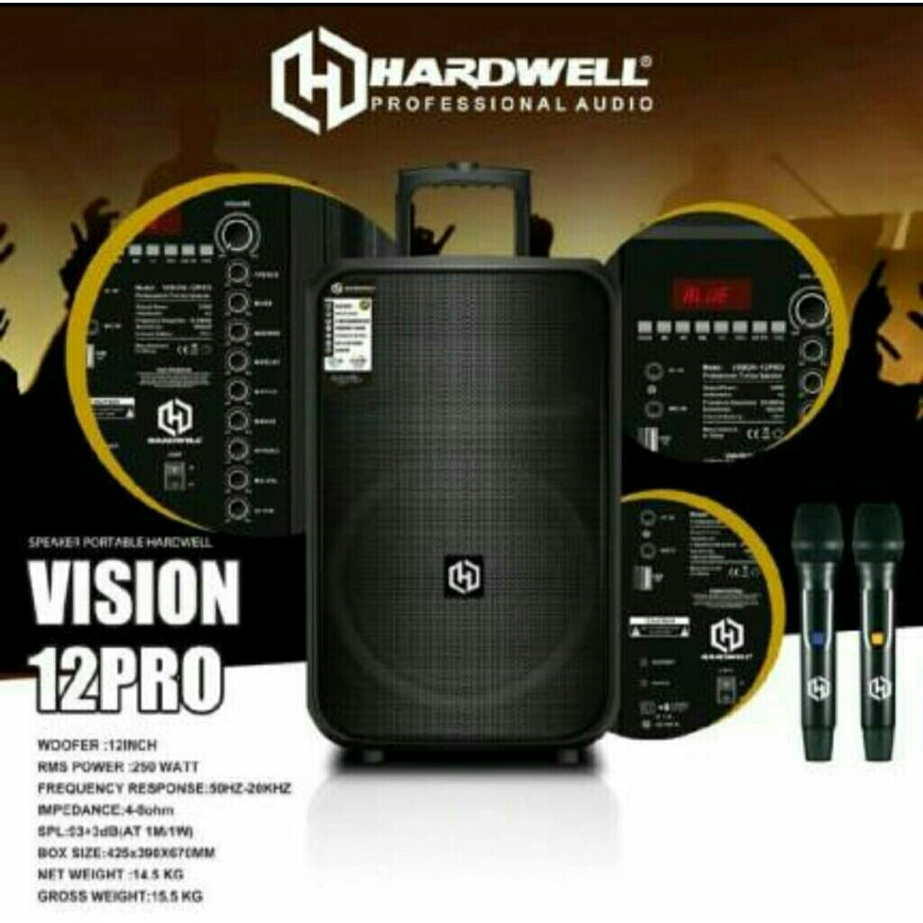 speaker aktif portabel wereles HARDWELL VISION PRO 12 speaker karaoke bluetooth sistem