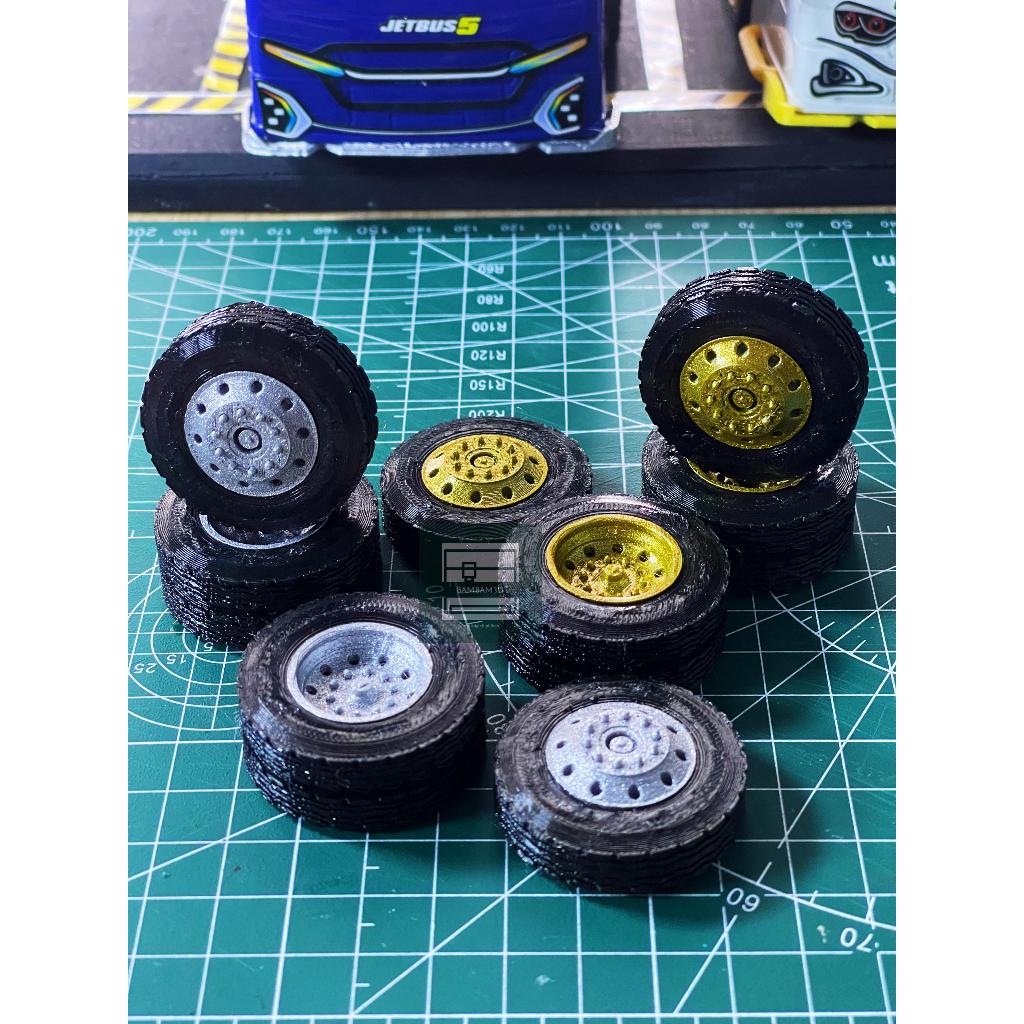 BAN karet miniatur depan belakang mainan Miniatur Bus Basuri TOY