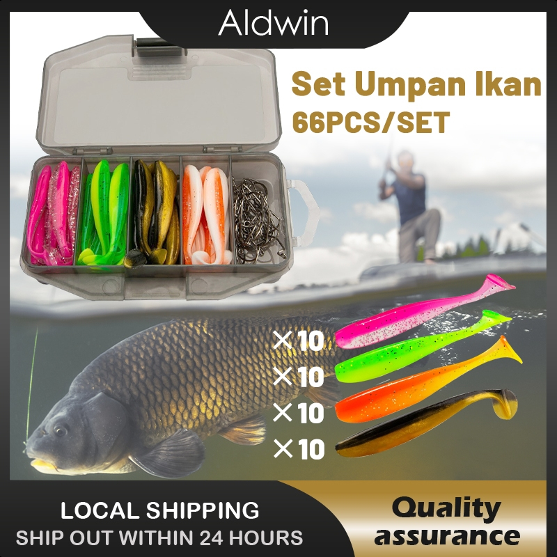 61/66Pcs Umpan Pancing Ikan Soft Lure/6Cm Umpan Pancing Tiruan Bentuk Ikan Umpan Pancing Bahan Karet