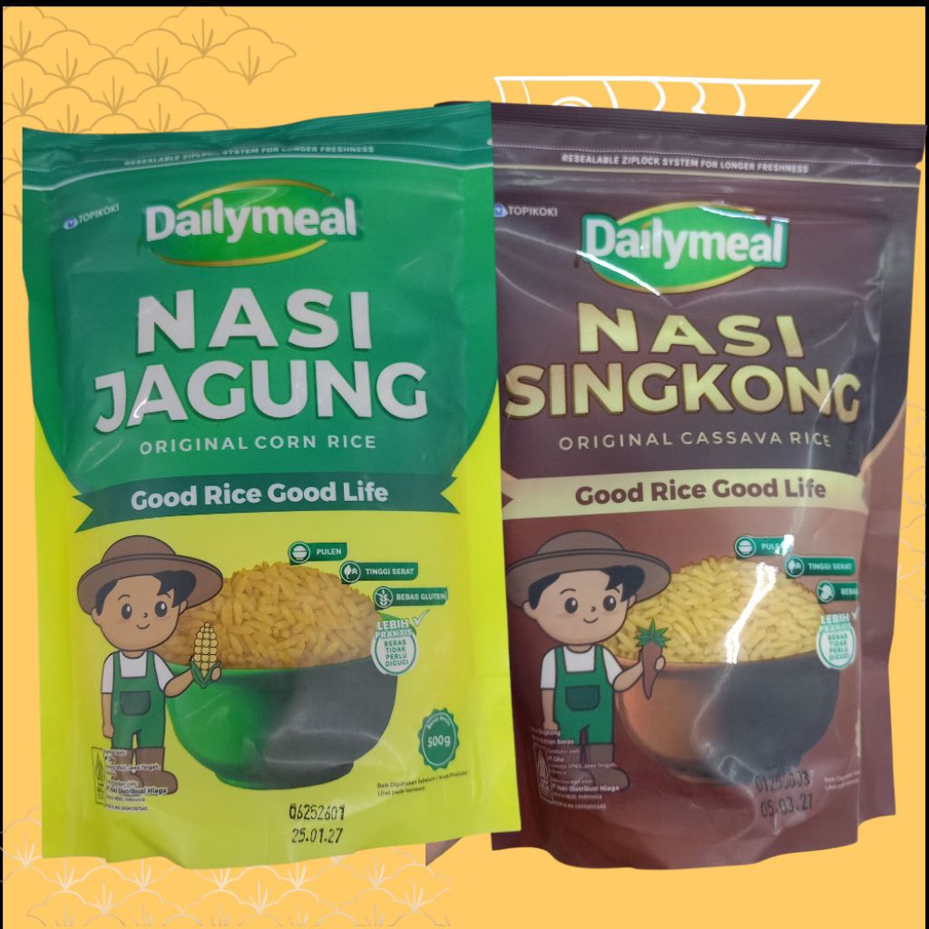 

DailyMeal Cassava Rice Beras Singkong | Corn Rice Beras Jagung 1 kg, 500g