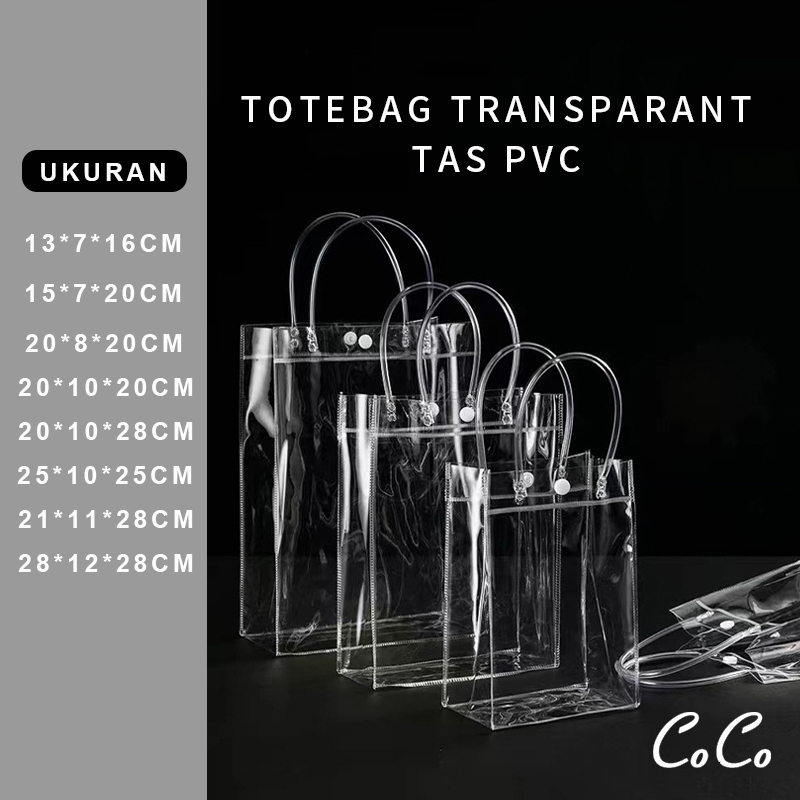 Totebag Transparant/Tas Mika PVC Transparan/Tas Mika Souvenir Ulang Tahun Bening/Tas Belanja