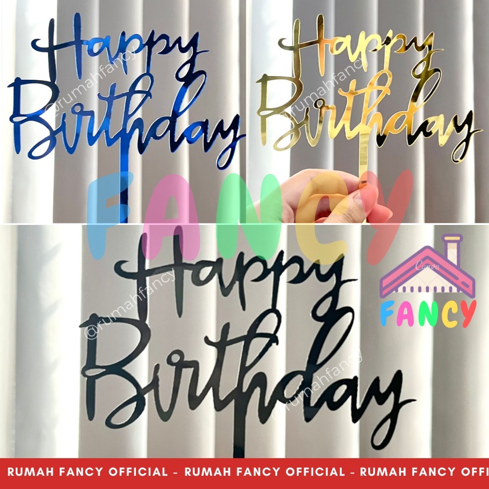 Cake Topper Akrilik Happy Birthday / Happy Anniversary/ Happy Wedding/Graduation/ Bride To be/Akrili
