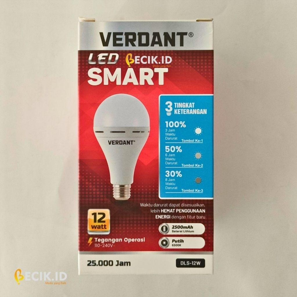 Lampu Emergency Verdant LED Smart 12W – 1320 Lumen – Cahaya Putih – Hemat Energi – SNI – Original