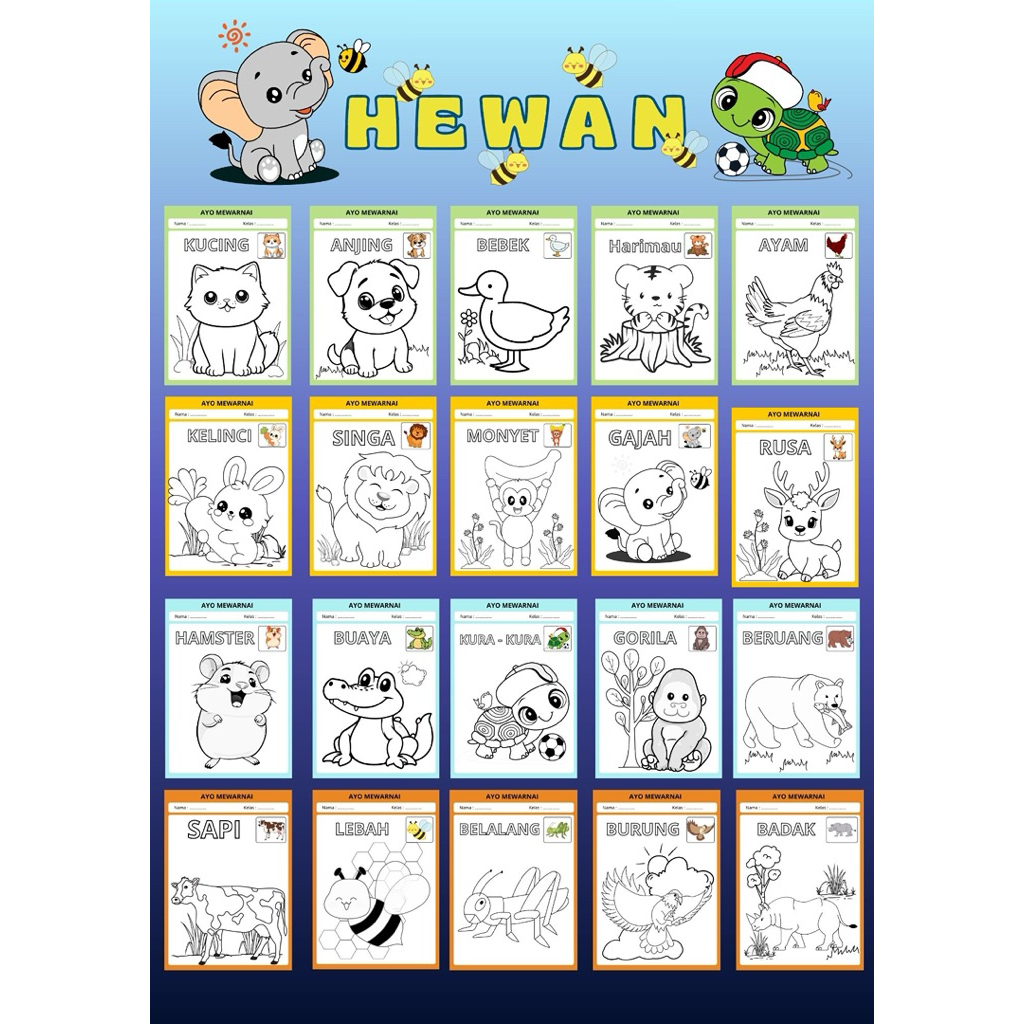 

Kertas Mewarnai KB, PAUD & TK