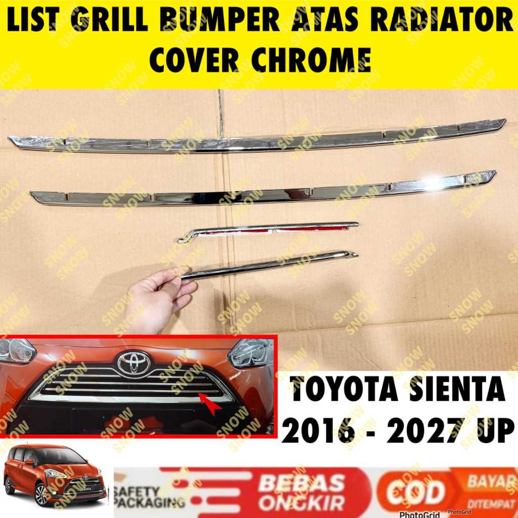 List Grill Bumper Depan Radiator Atas Sienta 2016 2018 2020 2024 2025 2026 2027 Cover Chrome