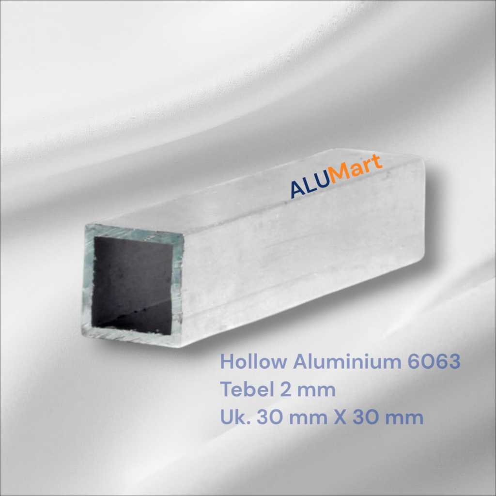 Hollow Aluminium 6063 30 mm X 30 mm X T. 2 mm X 1500 mm