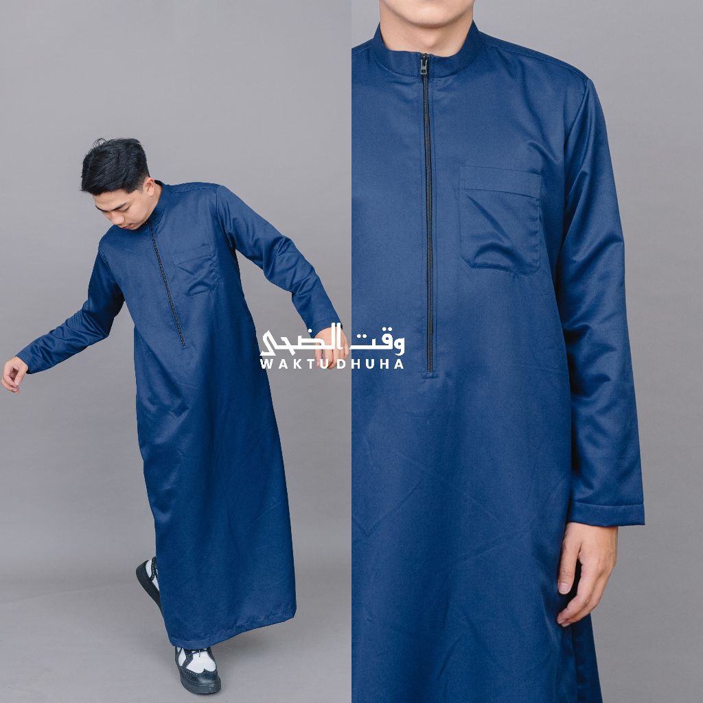 original waktu dhuha - gamis cowok lengan panjang model resleting terbaru