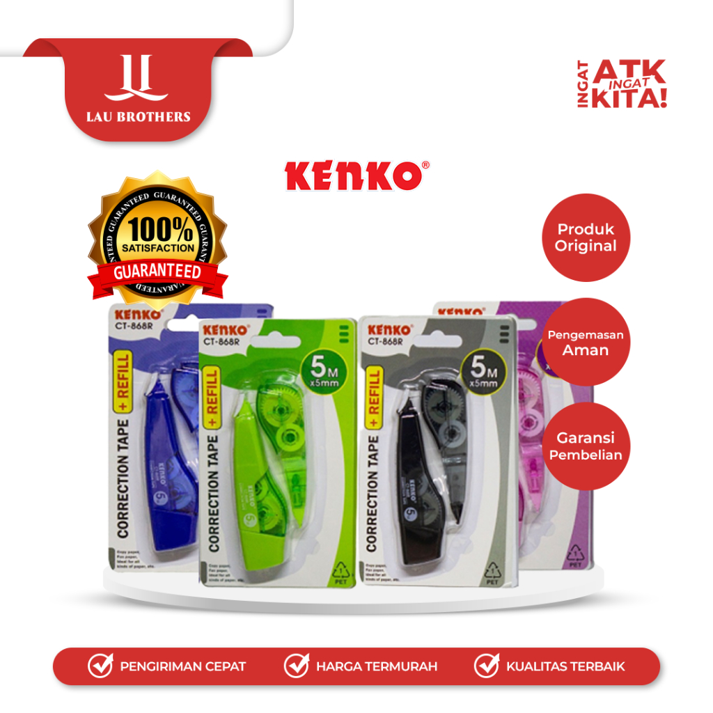 

KENKO PITA KOREKSI + ISI ULANG/ CORRECTION TAPE + REFILL CT-868R [5M x 5mm] (1PC)