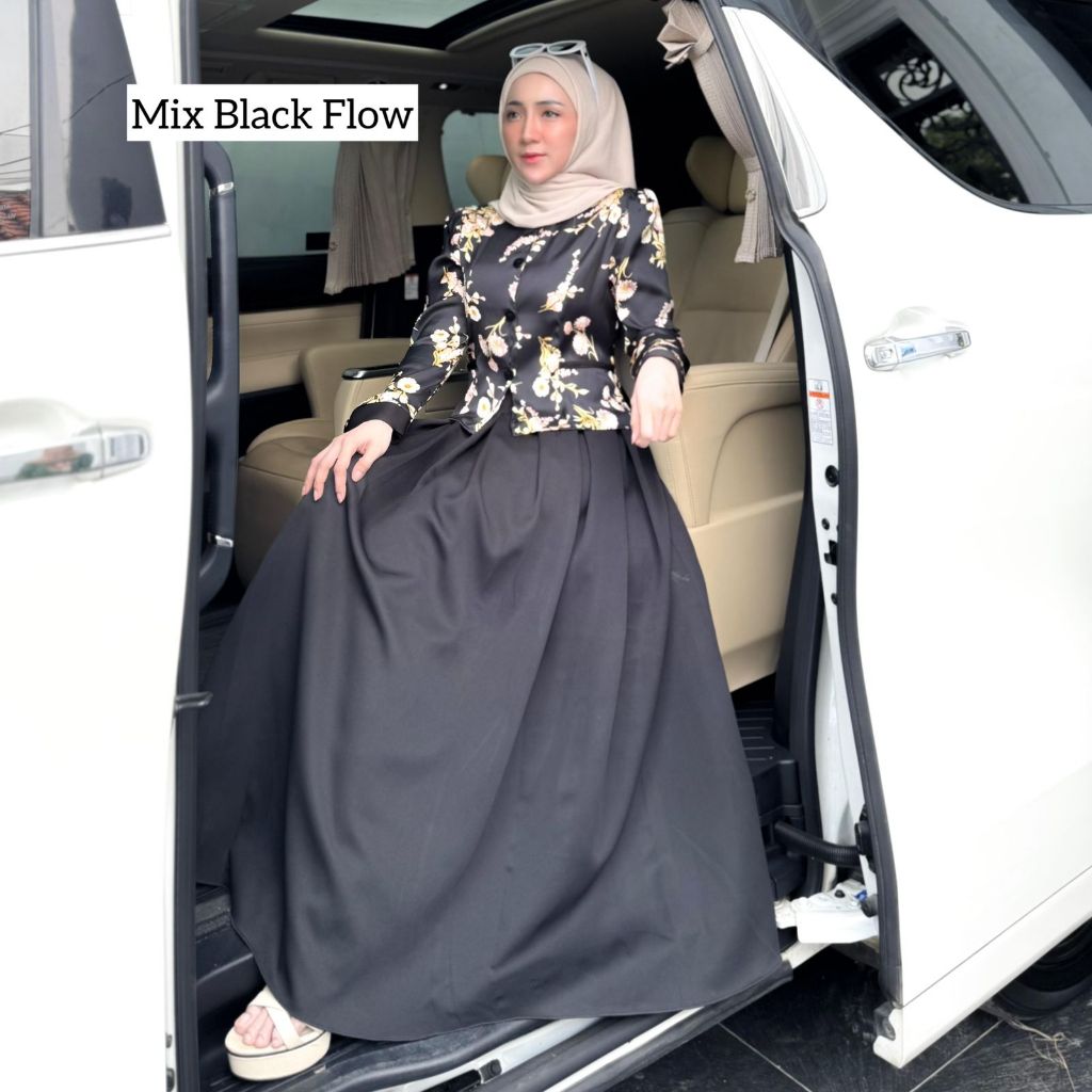 Terlaris setelan one set rok muslim wanita kekinian korean style hijab ootd dan blazer raisha motif