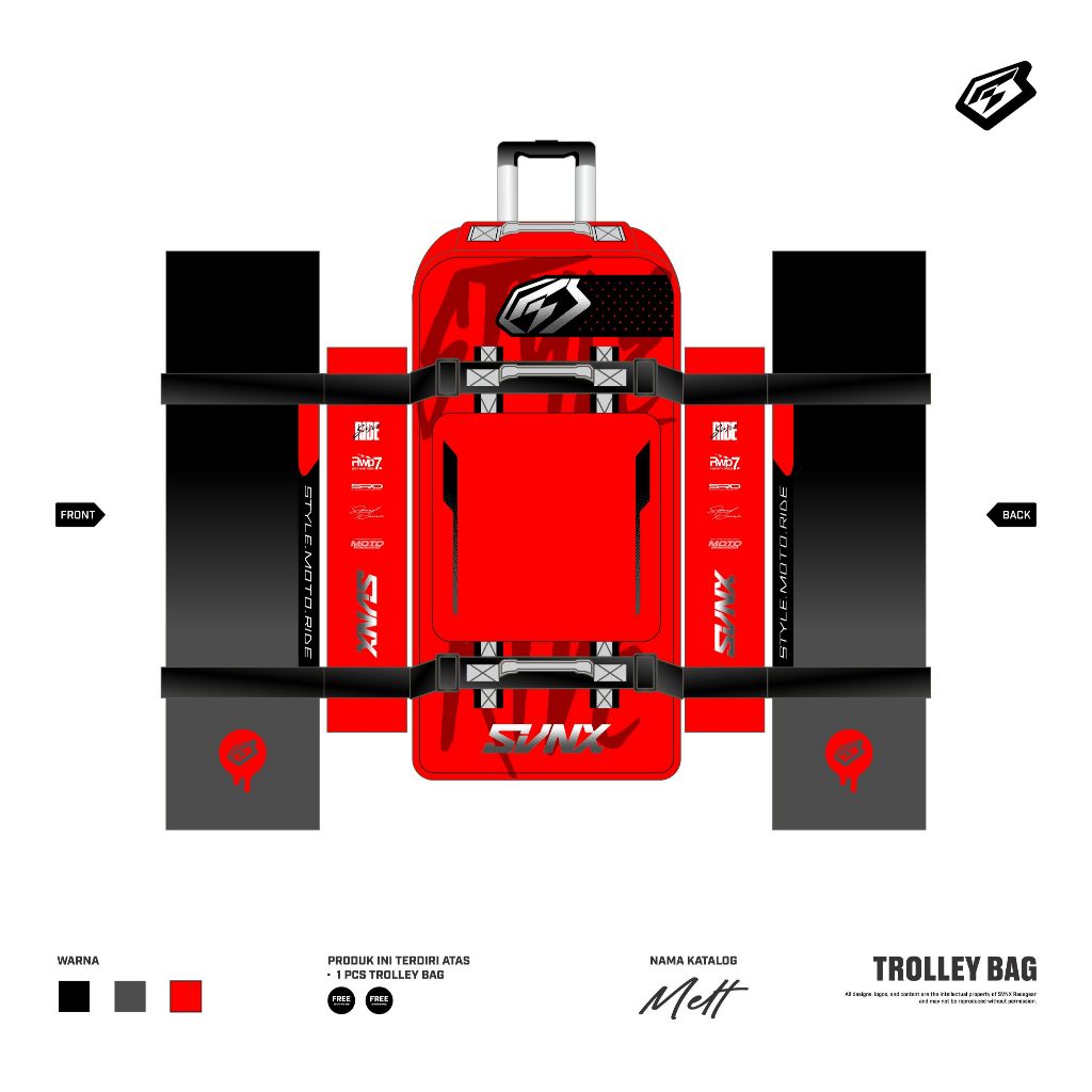 TROLLEY BAG SVNX MELT SERIES / TAS PERLENGKAPAN RACING / TROLLEY BAG CUSTOM /  RACING GEAR BAG / TAS
