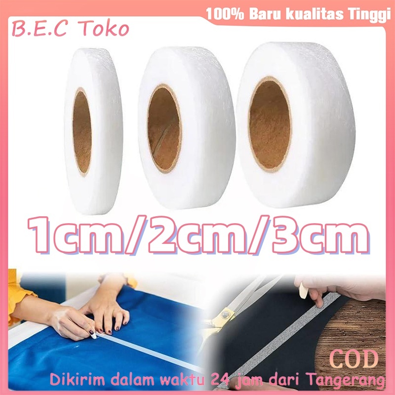 

Lem Perekat Tekstil / Lem Kain Jahit / Kain 2 sisi Lem Sum Lebar 1cm/2cm/3cm (1 roll = 70 yard)
