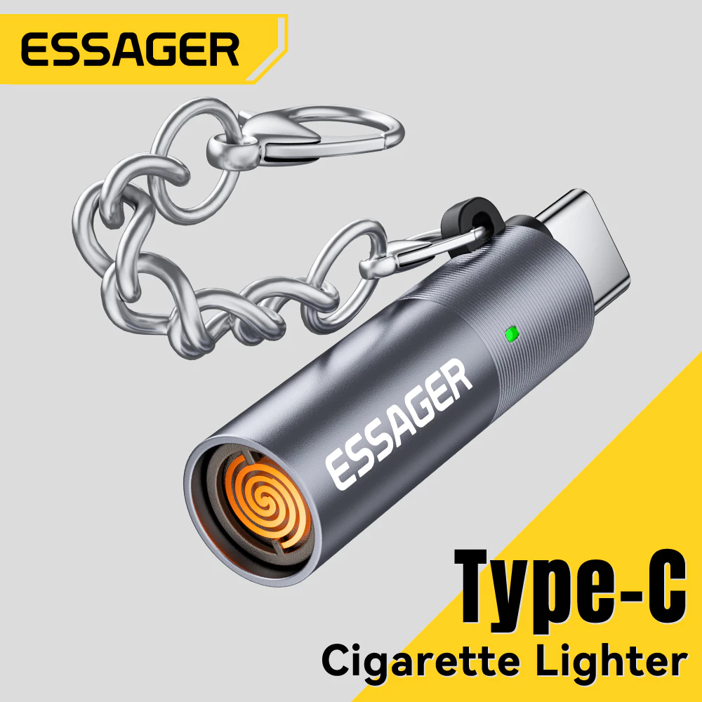 ESSAGER Tipe C Pemantik Rokok Ponsel OTG Automatis Paduan Aluminium Pemantik Elektronik Type C