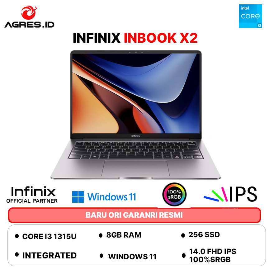 INFINIX INBOOK X2 2025 I3 1315U 8GB 256GB W11+OHS 14.0FHD 100SRGB GREY