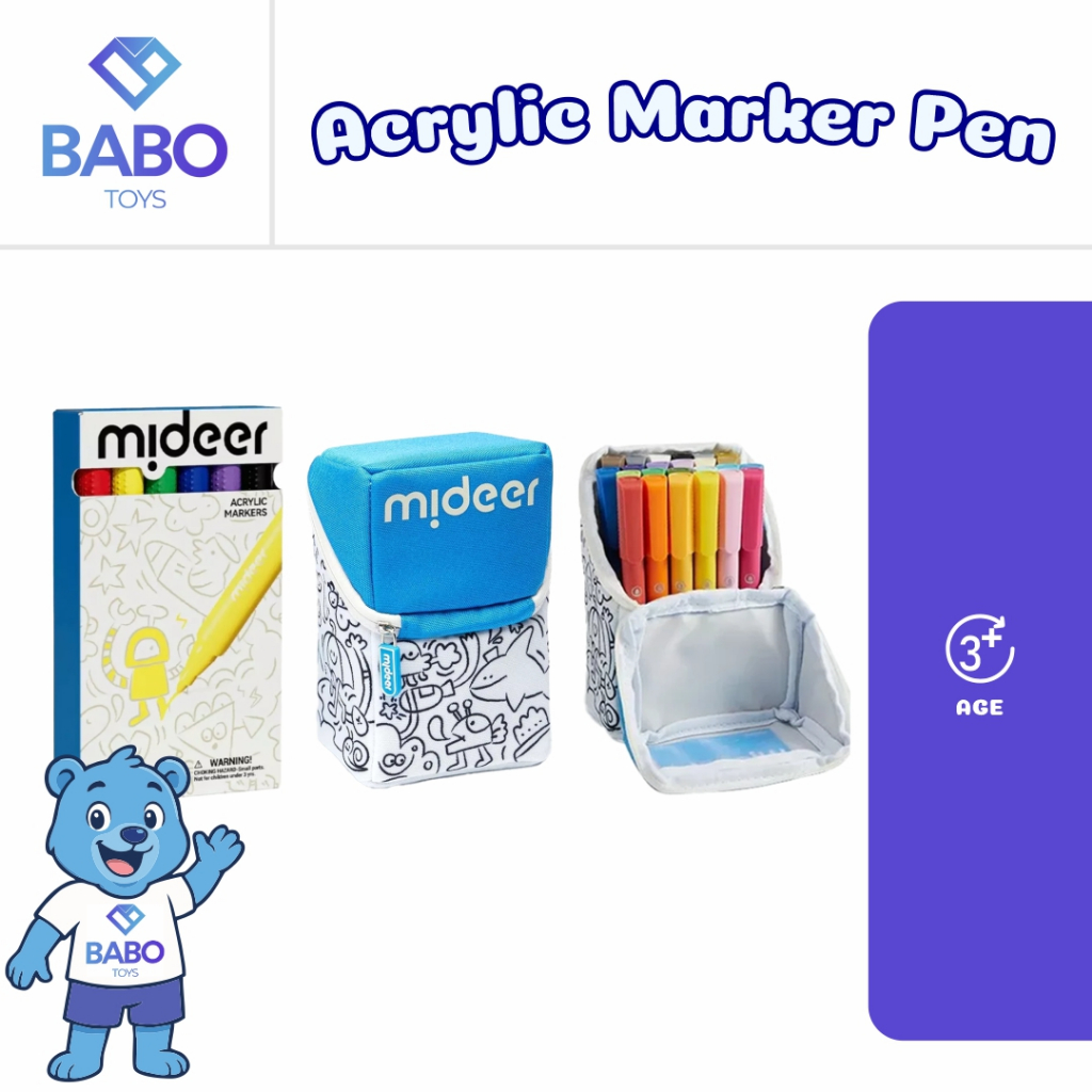 Mideer Acrylic Markers Colors Mainan Edukasi Anak with Graffiti Bag and no with Graffiti Bag