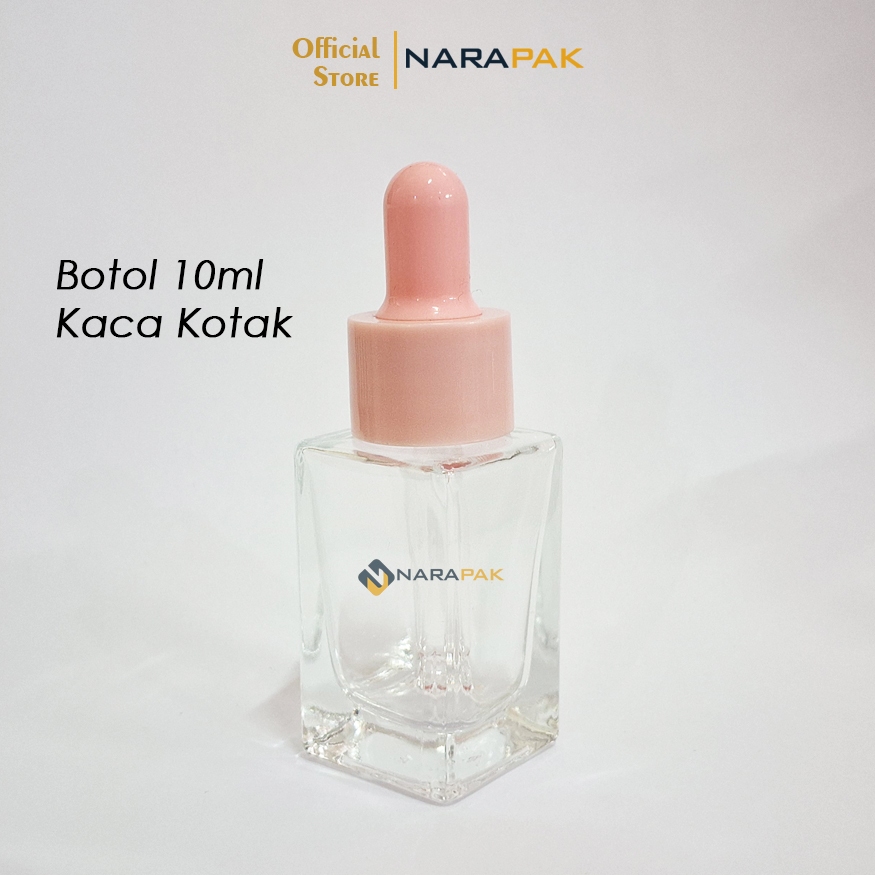 Botol Kaca 10ml Kotak Bening Botol Pipet Serum Skincare TUTUP PINK 10KT