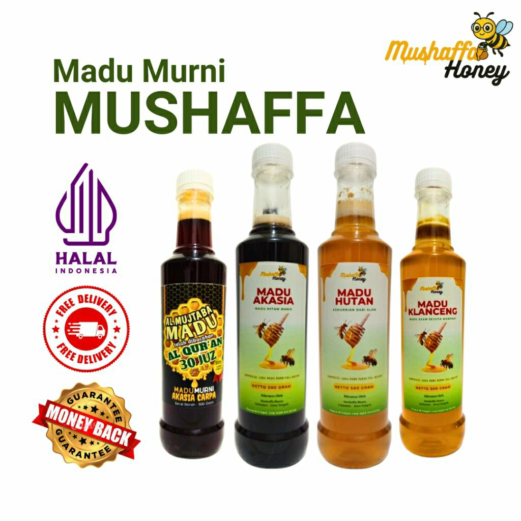 

Madu Mushaffa Madu Hutan Asli Murni Tanpa Campuran Original Grade A Netto 500 Gram