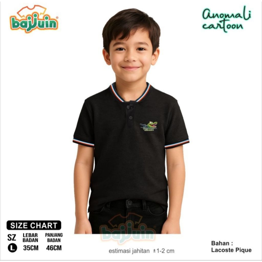 Polo T-shirt Lacoste Anak anak Anomali Cartoon Bahan Lacoste PQ Usia 6-7  Tahun