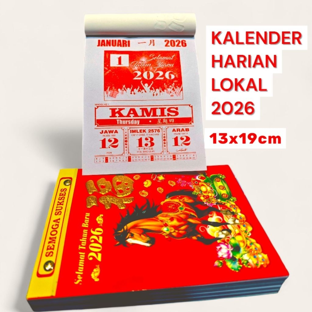 

Kalender Harian Medium Lokal Tahun 2026 Shio Kuda Ukuran 13x19cm