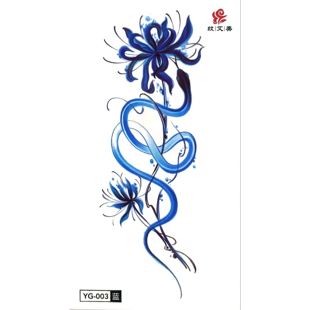 [COD] Tatto UV/Ultraviolet Ular Biru kode YG-003 | Tatto Tempel Tubuh Tangan Dada untuk Unisex | Tat