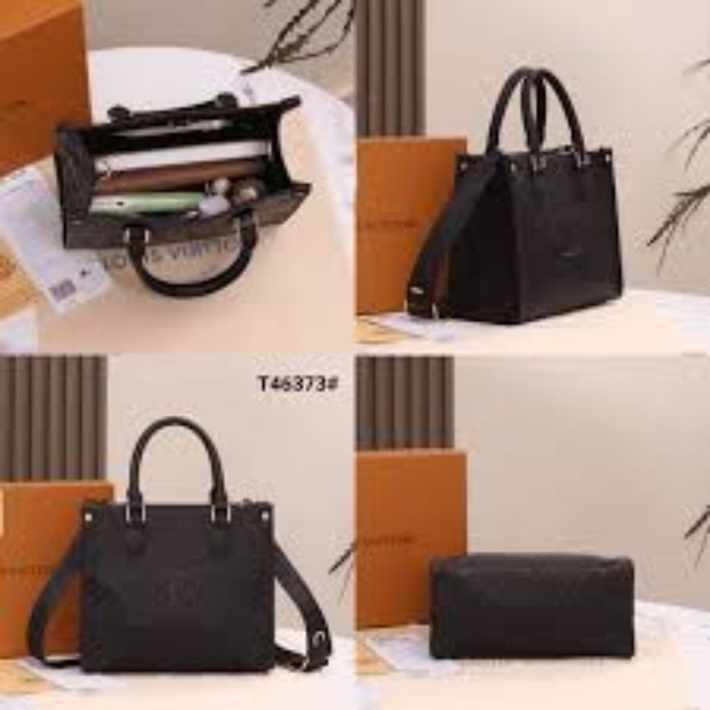 Tas Lv Louis Vuitton Onthego Leather MM Tote Bag Giant Monogram
