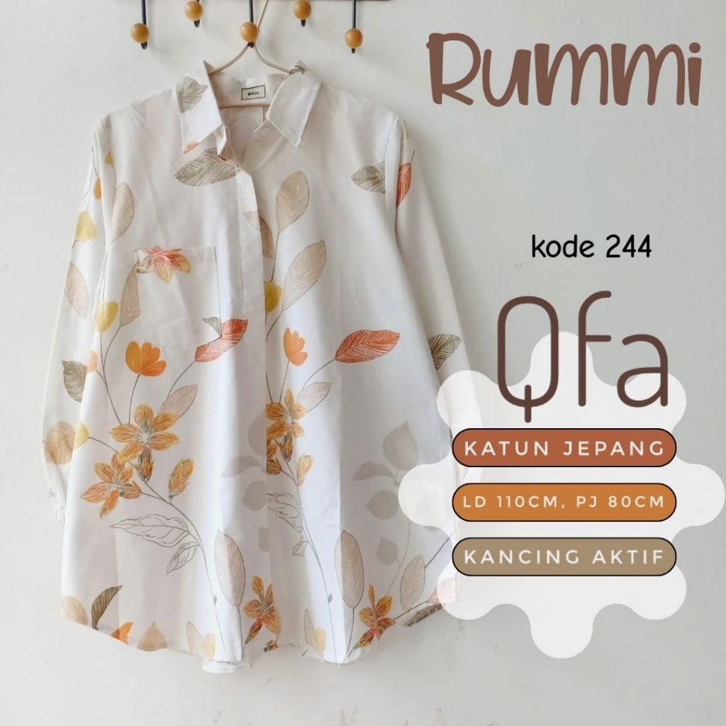 Kemeja Katun Jepang/Rummi Kemeja Kerja Wanita/Kemeja Motif