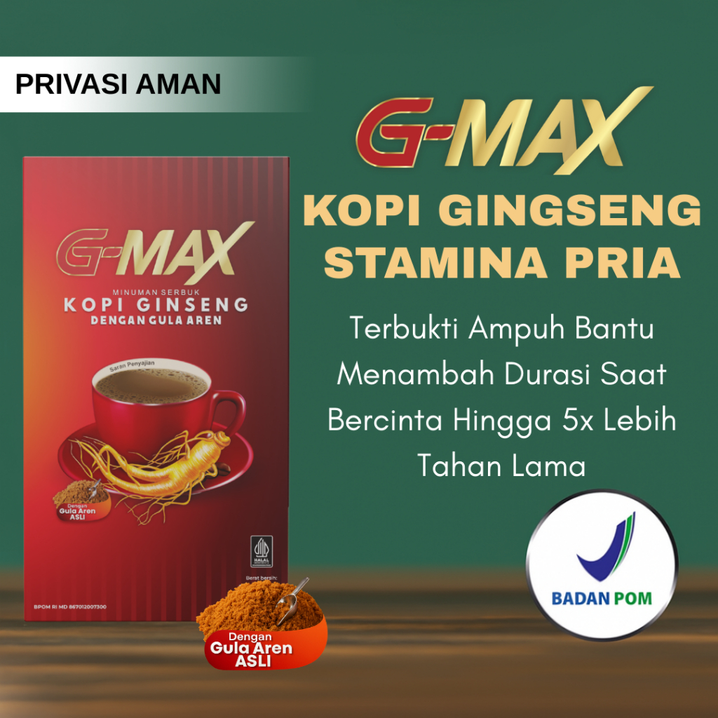 

KOPI GMAX Kopi Gingseng Kopi Penambah Stamina Pria Tahan Lebihlama Original Halal