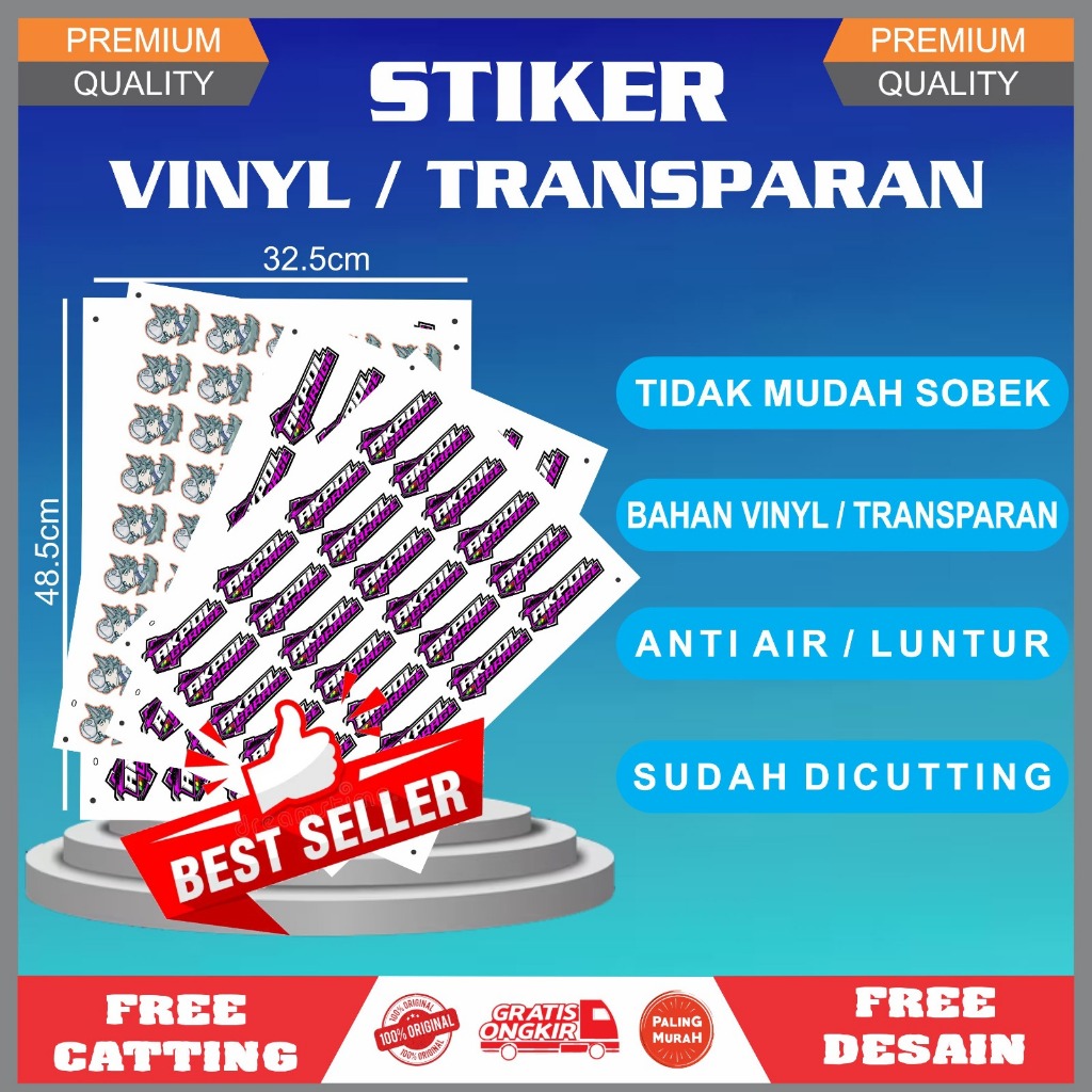 

Cetak Stiker Vinyl A3+ Custom Free Cutting / Cetak Stiker Label / Stiker label / Label Makanan