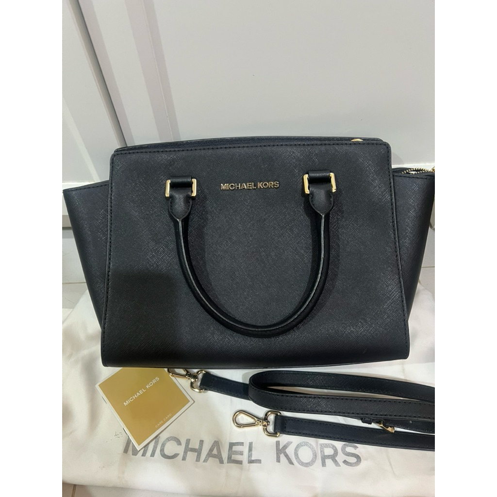 PRELOVED MICHAEL KORS SELMA HANDBAG BLACK MEDIUM