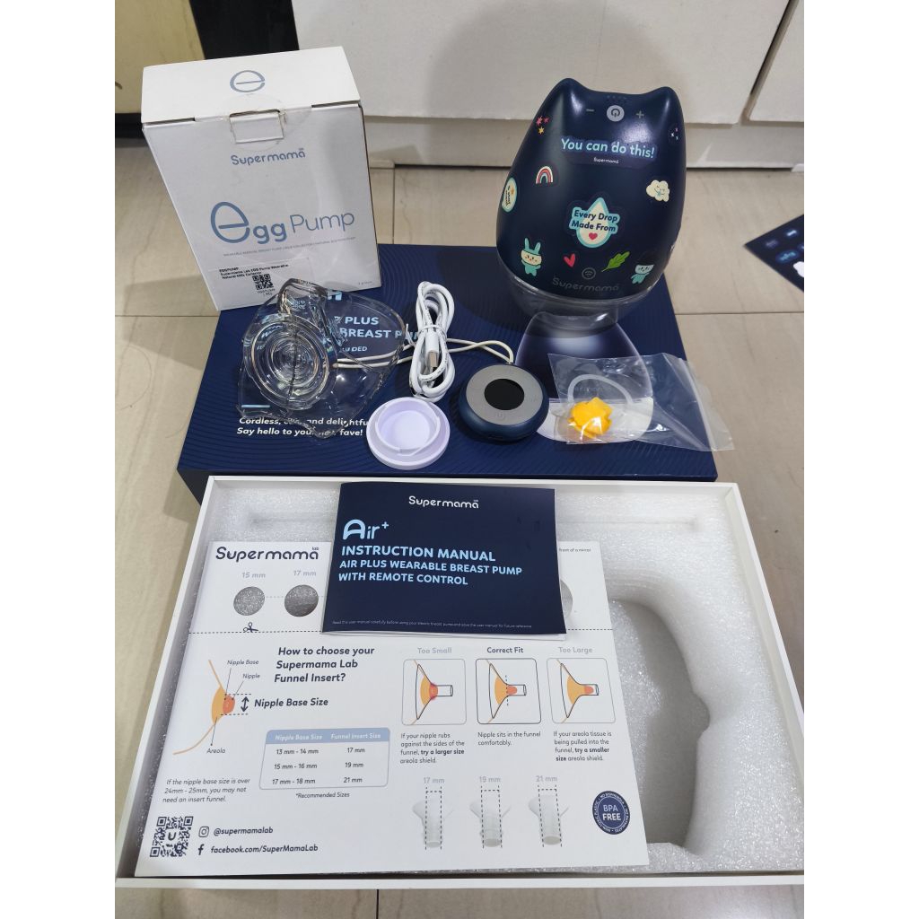 Preloved Pompa ASI Supermama Air+ Wearable Breast Pump (Lengkap, Mulus)