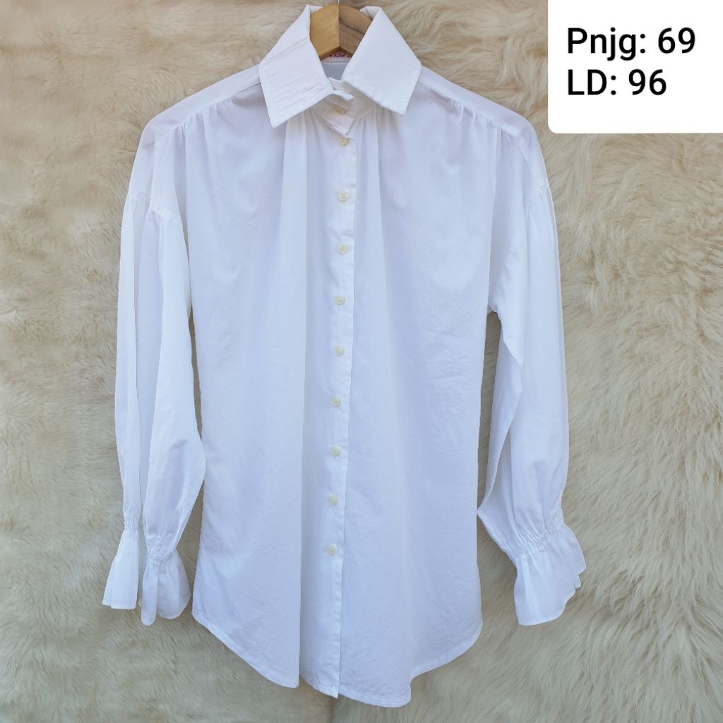 H. REODA Made in Korea Baju Atasan Kemeja Putih Lengan Panjang Wanita