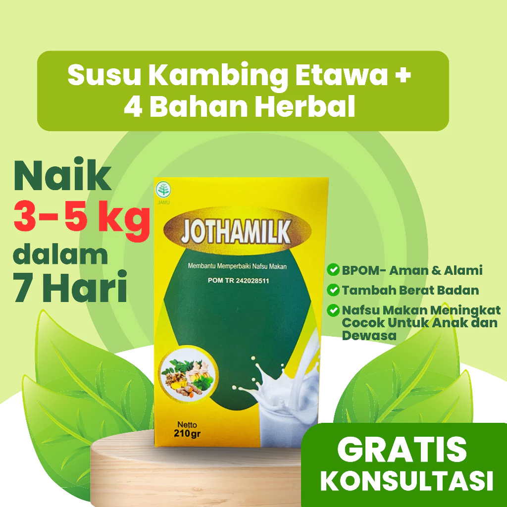 

Susu Etawa Herbal Jothamilk BPOM – Peningkat Nafsu Makan Penambah Berat Badan Aman untuk Anak Dewasa