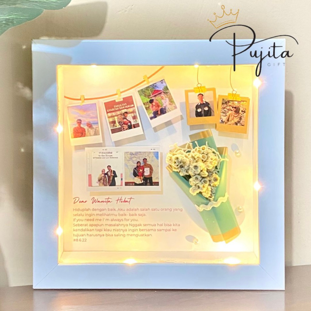 Frame 3D 20 x 20 cm Hadiah Unik Kado Bingkai 3D Birthday Wedding Graduation Gift Makassar Gowa Custo