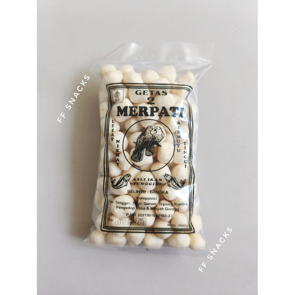 

Kerupuk Getas Ikan Tenggiri 100% Asli Bangka Cap Dua Merpati