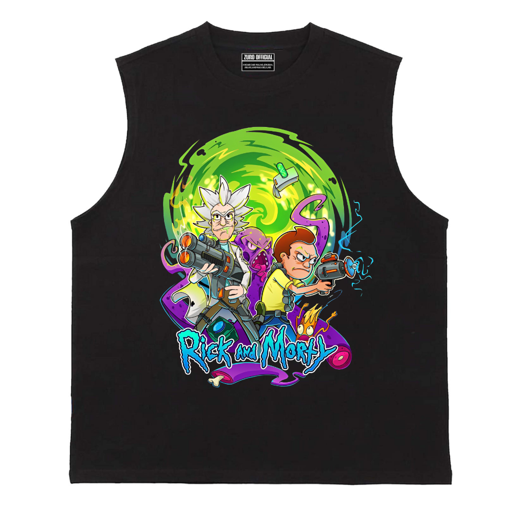 Zuro-T-Shirt Singlet Lekbong Pria Rick And Morty Tanktop man Bahan 24s Combed