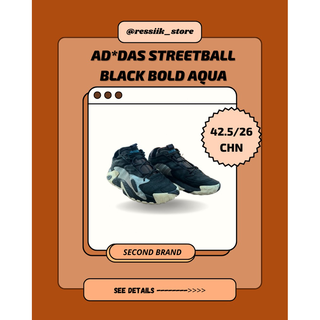 Ad*das Streetball Black Bold Aqua | Sepatu Second | Sepatu Bekas | Thrift/Thrifting