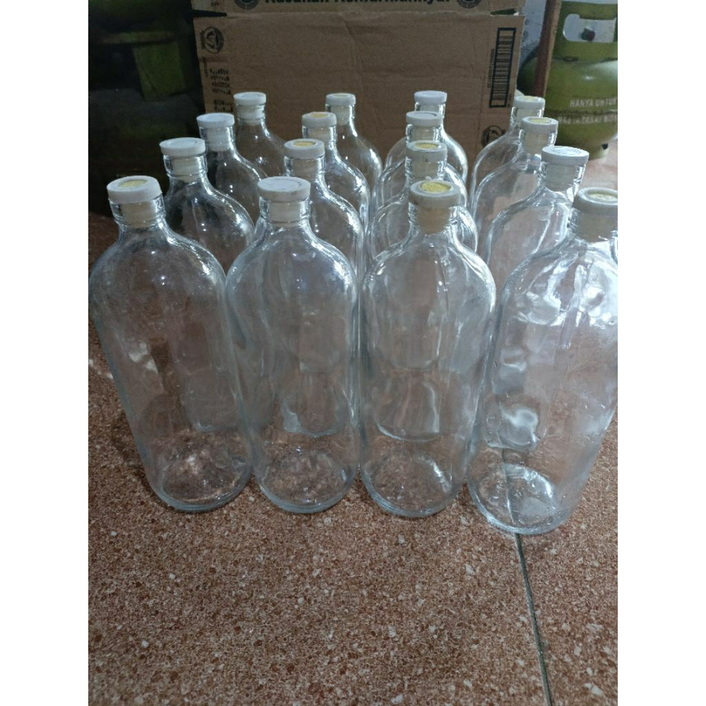 Botol kaca untuk usaha jualan bensin kerajinan kesenian dll. ukuran 1000ml/1Liter