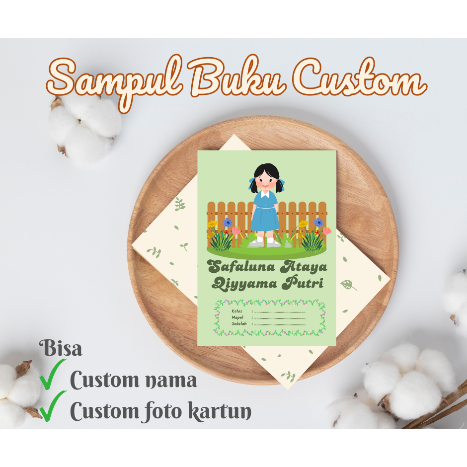 

[10pcs] sampul buku tulis cewek custom murah nama siswa, foto dan nama sekolah custom desain sendiri