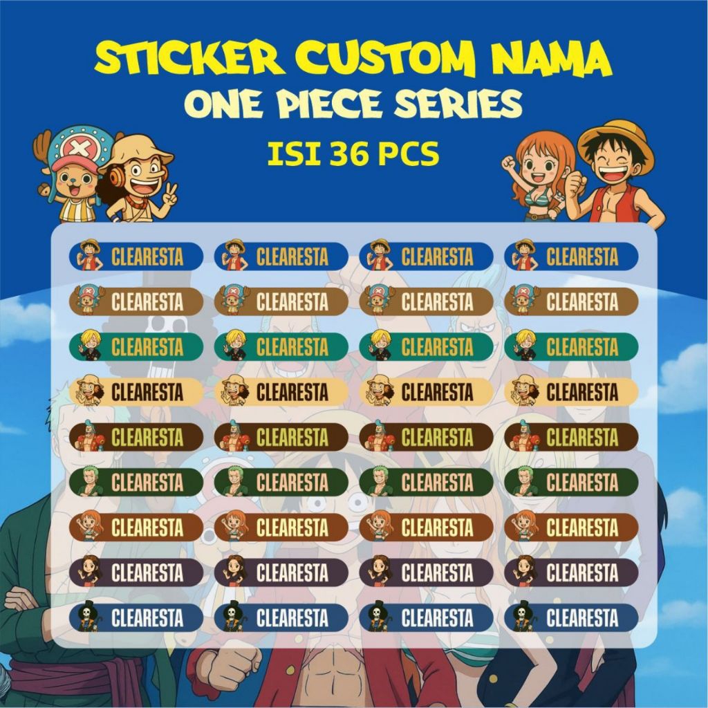 

STIKER CUSTOM NAMA EDISI ONE PIECE KRU MUGIWARA PERABOTAN PIRING SENDOK ALAT SEKOLAH UV DTF WATERPROOF TIMBUL TAHAN AIR