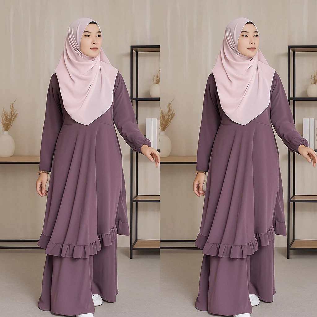Gamis Ainun  / Gamis Malaysia terbaru busui serut umpak wanita dewasa Jumbo bahan ceruty babydoll