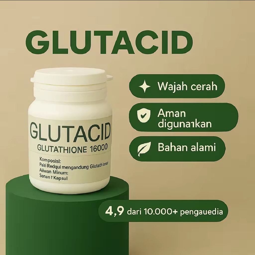Glutacid whitening 16000 mg 100% Original isi 30 kapsul pemutih seluruh badan