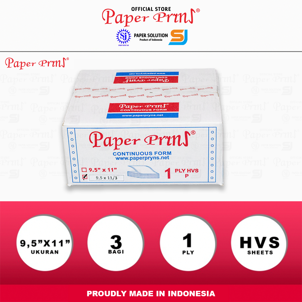 

Kertas Continuous Form 1PLY Paperpryns HVS 9,5" x 11"/3 (Bagi 3)
